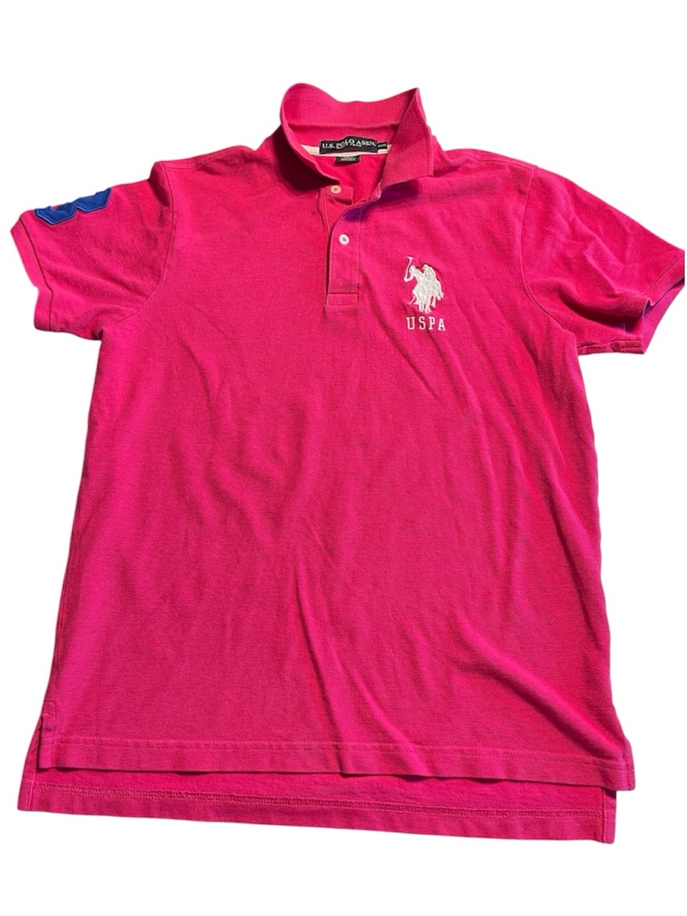USPA | Y2K Hot Pink Polo Shirt with White Logo